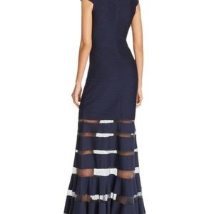 tadashi shoji navy pintuck dress